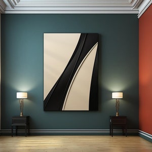 3D Wood Wall Sculpture: Beige & Black Minimalist Art