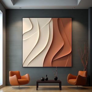 Beige und Braune Wandskulptur, 3D Holz Wandkunst, Minimalistische Wandbehang Wohnkultur
