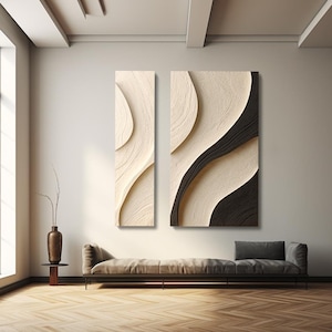 3D Wood Wall Art: Beige & Black Minimalist Sculpture