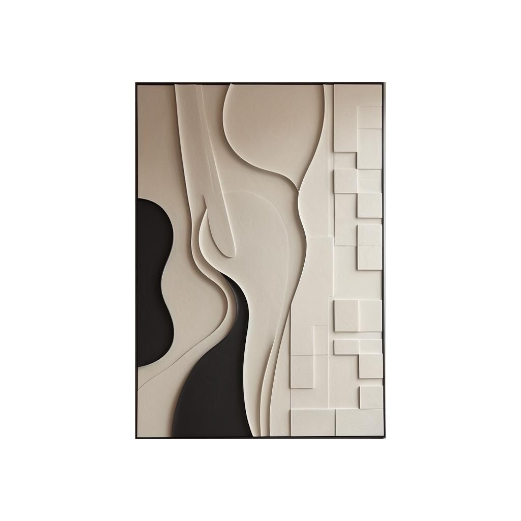 White and Black Wall Sculpture, 3D Wood Wall Art, Minimalist White and Black Wall Sculpture, 3D Wood Wall Art, Minimalist