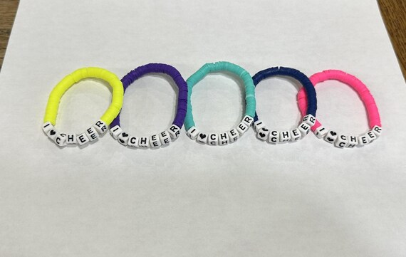 I Love Cheer Clay Bead Bracelet