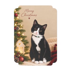 Christmas Cat Tree Flat Greeting Card