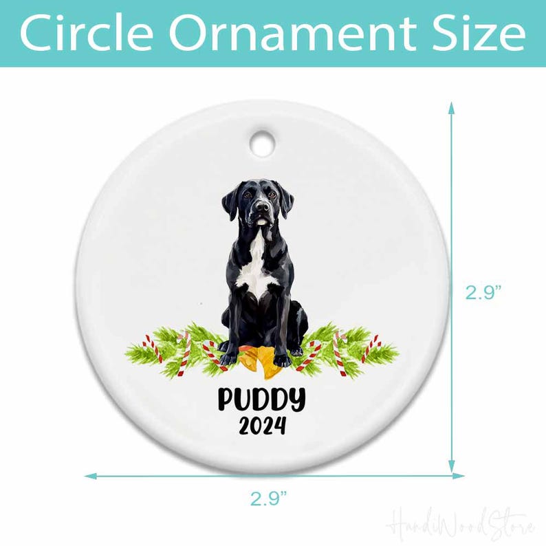 Black Labrador With White Chest Ornament, Personalized Dog Christmas