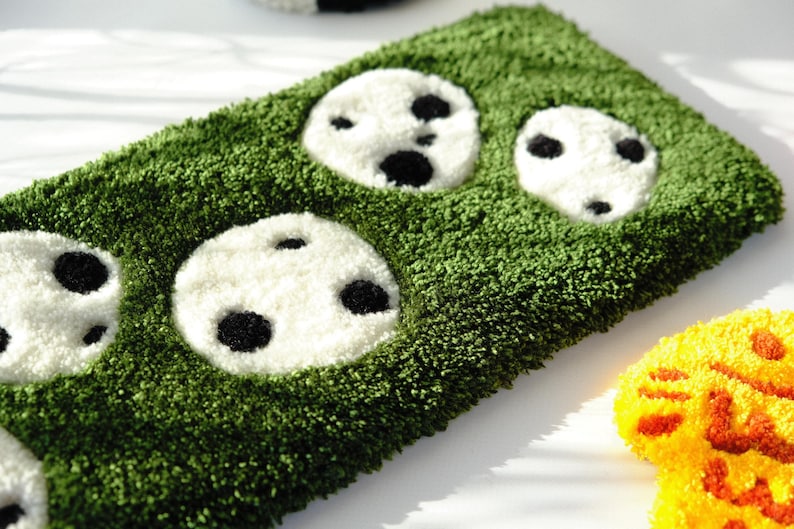 Kodama anime keyboard rug angled side view, aesthetic gamer desk decor
