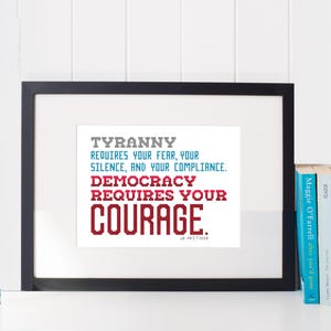 Democracy Requires Courage — JB Pritzker cross stitch pattern