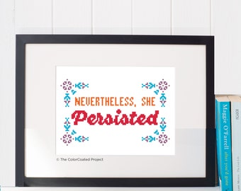 5x7" Sin embargo, ella persistió - Patrón de punto de cruz