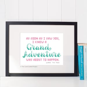 Grand Adventure - Winnie the Pooh Quote Cross Stitch Pattern