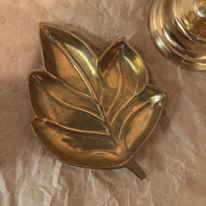 Vintage Brass Leaf Trinket Dish