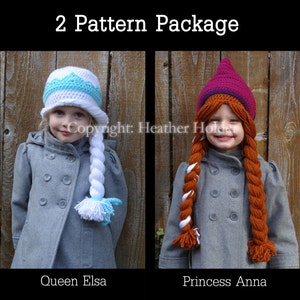 Elsa & Anna (Frozen) Crocheted Hat Pattern - 2 Patterns - Instant Download