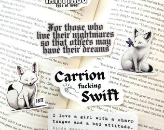 Quicksilver Sticker Set:  Epigraph (1) | Kingfisher (1) | Carrion Swift (2) | Onyx (2) | Waterproof | Vinyl |