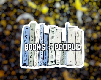 Pegatina multicolor "Books Over People" / Impermeable / Mate / Vinilo
