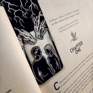 Fourth Wing Metal Bookmark | Empyrean Series | Iron Flame | Onyx Storm | Violet | Xaden | Tairn | Sgaeyl | Silver Etched |