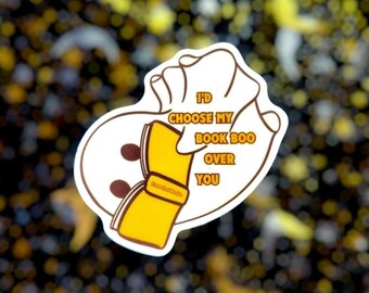 Pegatina "Boo Over You" de Book Boo Over You / Halloween / Fantasma lector / Resistente al agua / Brillo / Vinilo