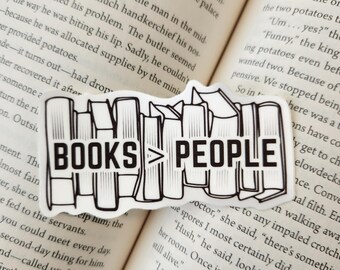 Books Over People Sticker | Waterproof | Matte | Vinyl