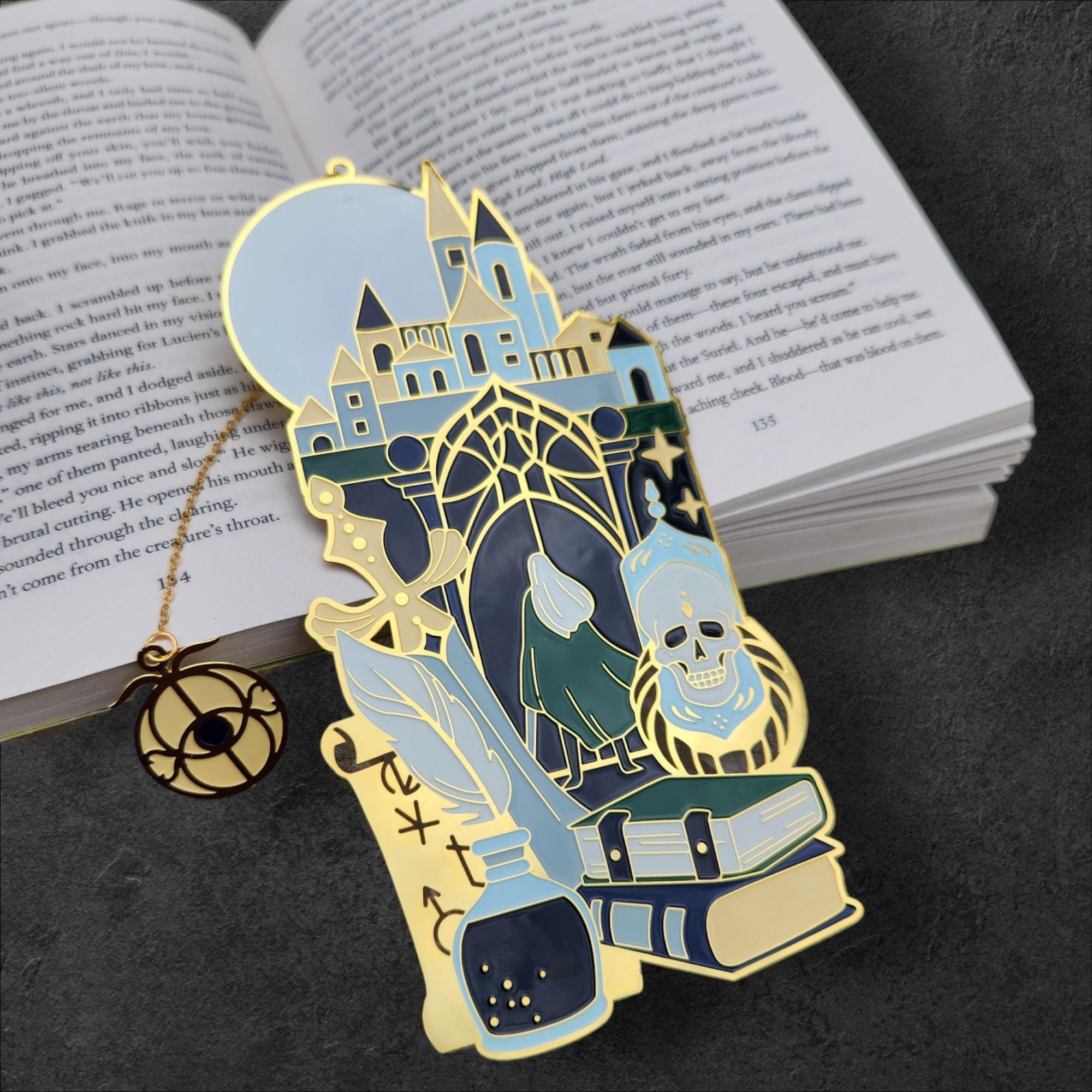 Throne of Glass Metal Bookmark | Celaena Sardothien | Mort | Wryd Marks | Eye of Elena Tassle |