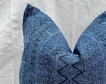 Handgemachter Hmong Indigo Batik Kissenbezug: Vintage Boho Decor