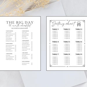 Wedding Seating Chart & Checklist Set | Editable Canva Templates | Printable Planning Bundle | Elegant Digital Wedding Organizer
