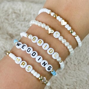 Bride & Bridesmaid Friendship Bracelets, Handmade Pearl And Glass Bead Bracelets, Personalized Wedding Jewelry, Gift for Bridesmaid