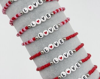 Valentine's Day Beaded LOVE Bracelet, Custom Couple Gift