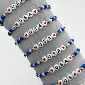 25-50-100-200-1000 Beaded Bracelet, Custom Name Bracelet, USA Bracelet, Friendship Bracelet, Bulk Order Bracelet