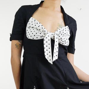 Vintage-Inspired Black & White Polka Dot Dress - Chic Star Eric Storms, 1950s Pin-Up Style