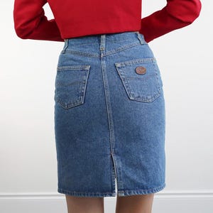 Vintage Valentino Western Wear Denim Skirt - Authentic 1980s High-Waisted Classic, Waist 26”