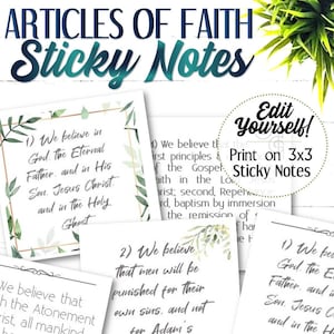 Articles of Faith for Sticky Notes - INSTANT DOWNLOAD