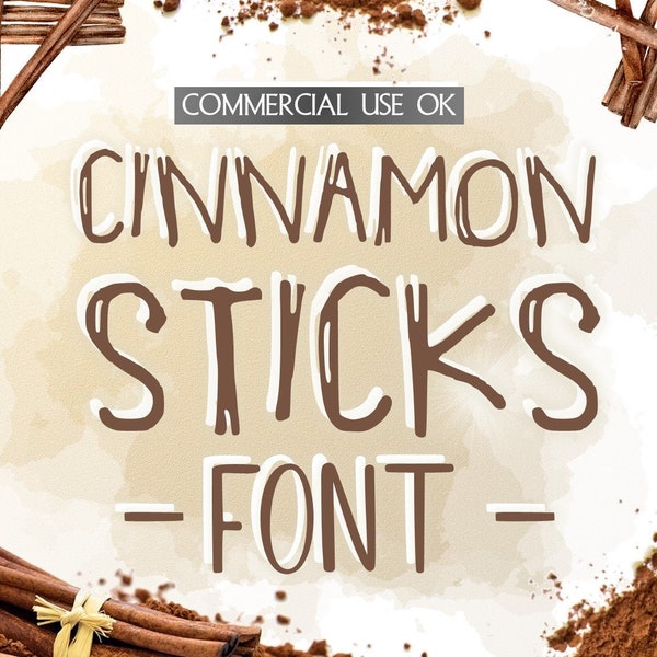 Digital Handwritten Font - Cinnamon Sticks (Cu and Cu4cu OK)  - INSTANT DOWNLOAD