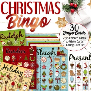 30 Christmas Bingo Cards - INSTANT DOWNLOAD