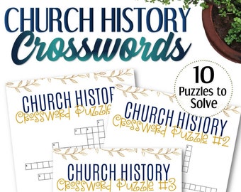 Church History Crossword Puzzles (10 Pages) - INSTANT DOWNLOAD