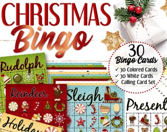 30 Christmas Bingo Cards - INSTANT DOWNLOAD