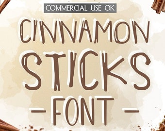 Digital Handwritten Font - Cinnamon Sticks (Cu and Cu4cu OK)  - INSTANT DOWNLOAD