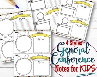 Kids General Conference Note Sheets - INSTANT DOWNLOAD