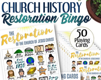 Church History Restoration Bingo (50 Cards) - INSTANT DOWNLOAD