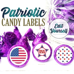EDITABLE Patriotic Hershey/Candy Labels - INSTANT DOWNLOAD