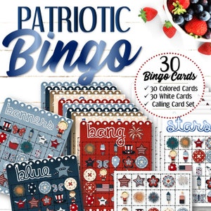 30 Patriotic Bingo Cards - INSTANT DOWNLOAD