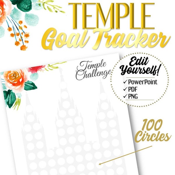 EDITABLE Temple Goal Tracker - INSTANT DOWNLOAD