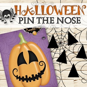 Pin the Nose on the Pumpkin Game - INSTANT DOWNLOAD