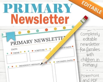 EDITABLE Primary Newsletter - INSTANT DOWNLOAD