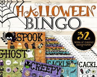 32 Halloween Bingo Cards - INSTANT DOWNLOAD