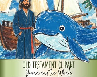 Old Testament Bible Graphics - Jonah and the Whale Clipart Printables PNG JPG PDF (Cu and Cu4cu Ok)  - Instant Download