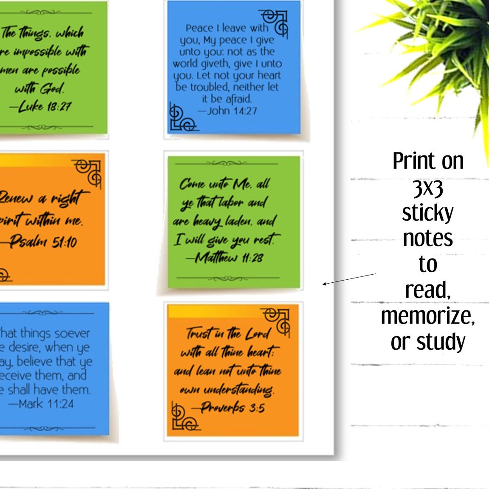 40 Hopeful Bible Verses for Sticky Notes INSTANT DOWNLOAD Etsy