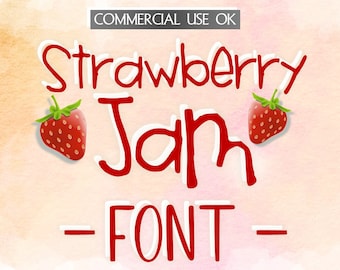 Digital Handwritten Font - Strawberry Jam (Cu and Cu4cu OK)  - INSTANT DOWNLOAD