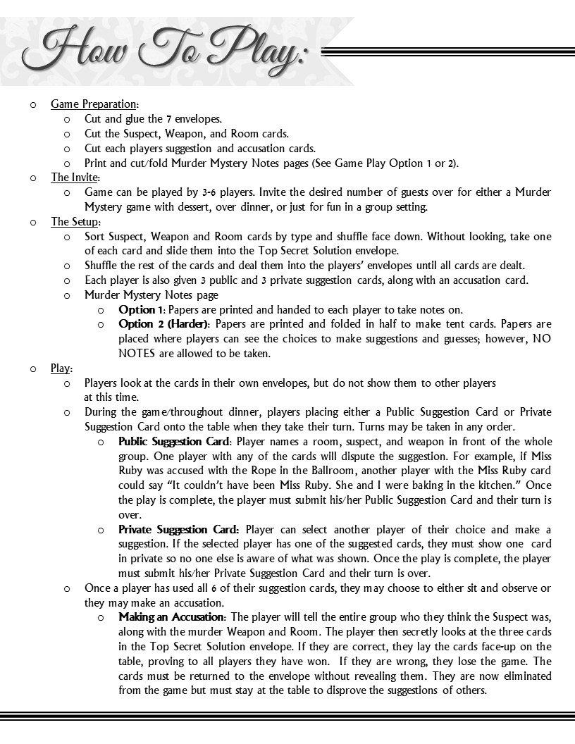 Murder Mystery Printable