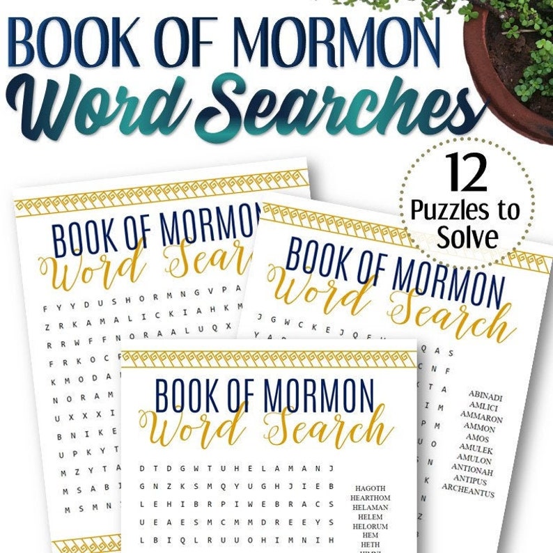 Book of Mormon Word Searches 12 Pages INSTANT DOWNLOAD image 1