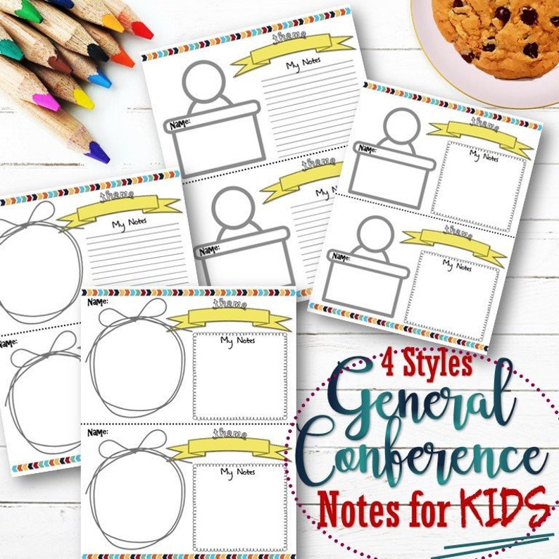 Kids General Conference Note Sheets INSTANT DOWNLOAD image 1