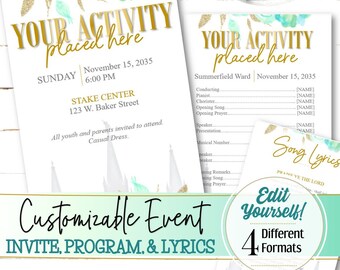 Invitación, programa y letras de canciones editables - DESCARGA INSTANTÁNEA