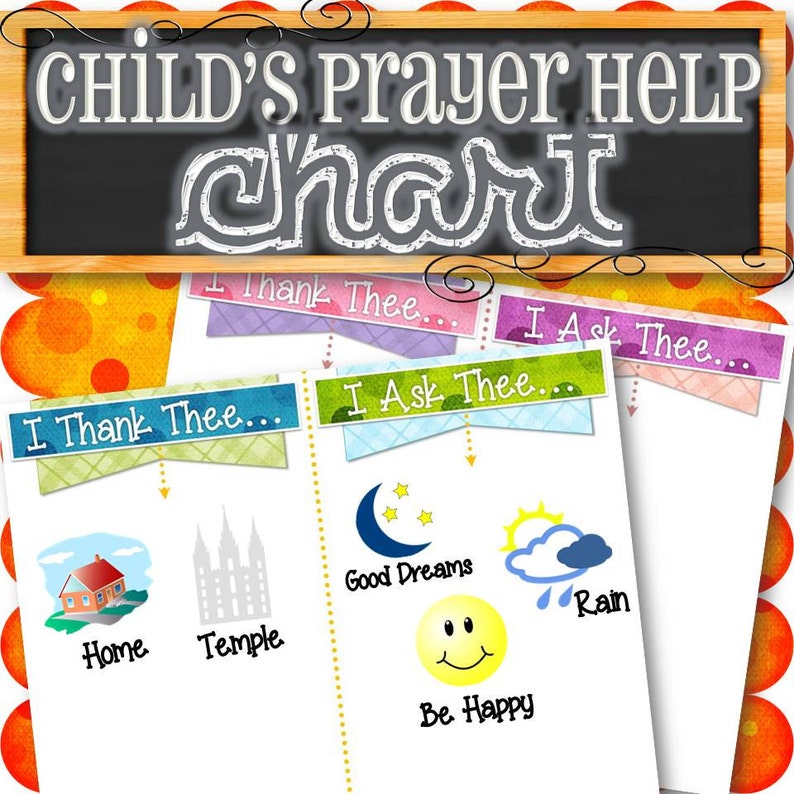 Child's Prayer Help Chart INSTANT DOWNLOAD image 1