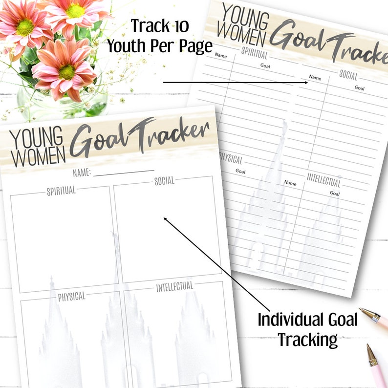 12 EDITABLE YW Goal Tracking individual and Group Instant Etsy