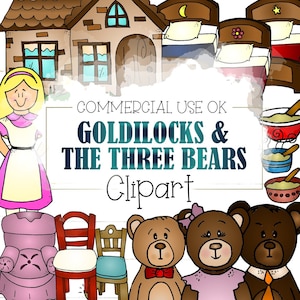 Goldilocks and the 3 Bears Clipart (Cu and Cu4cu OK)  - INSTANT DOWNLOAD